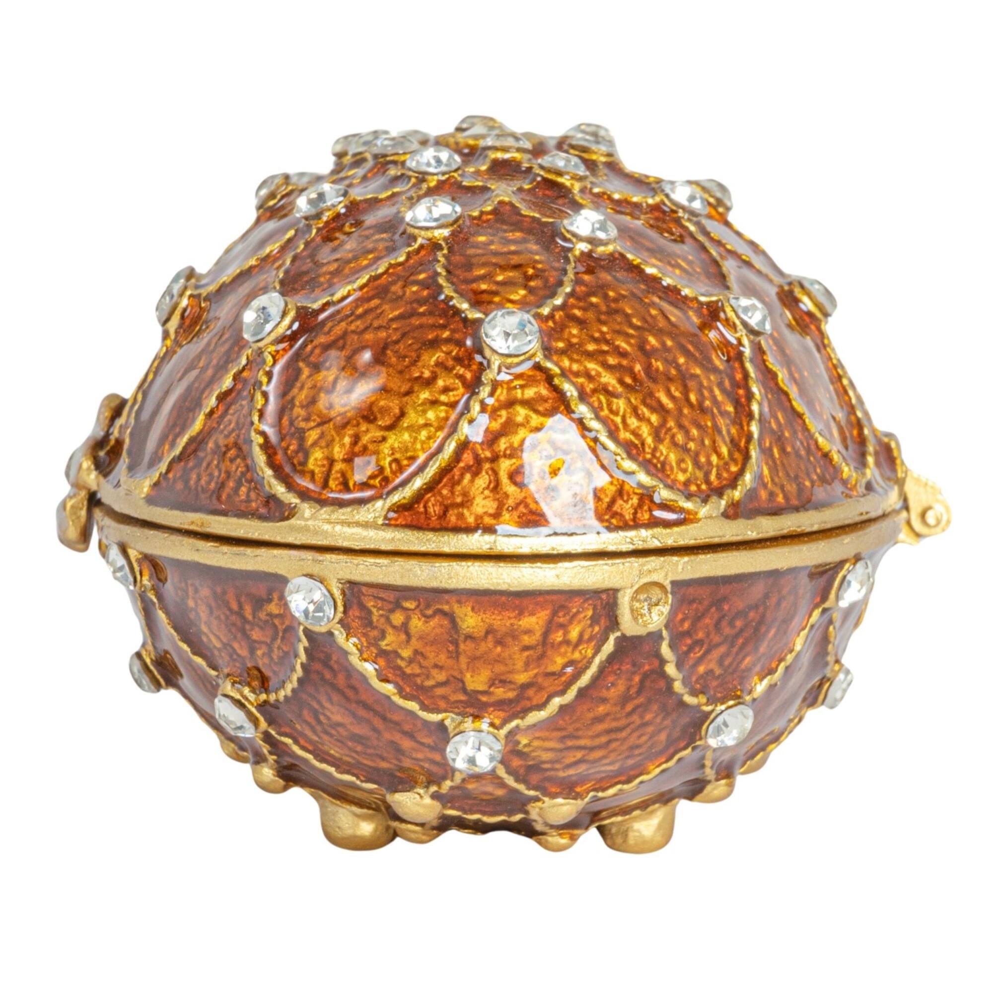 Hello Honey® 3.5" Amber Jeweled Egg Trinket Box